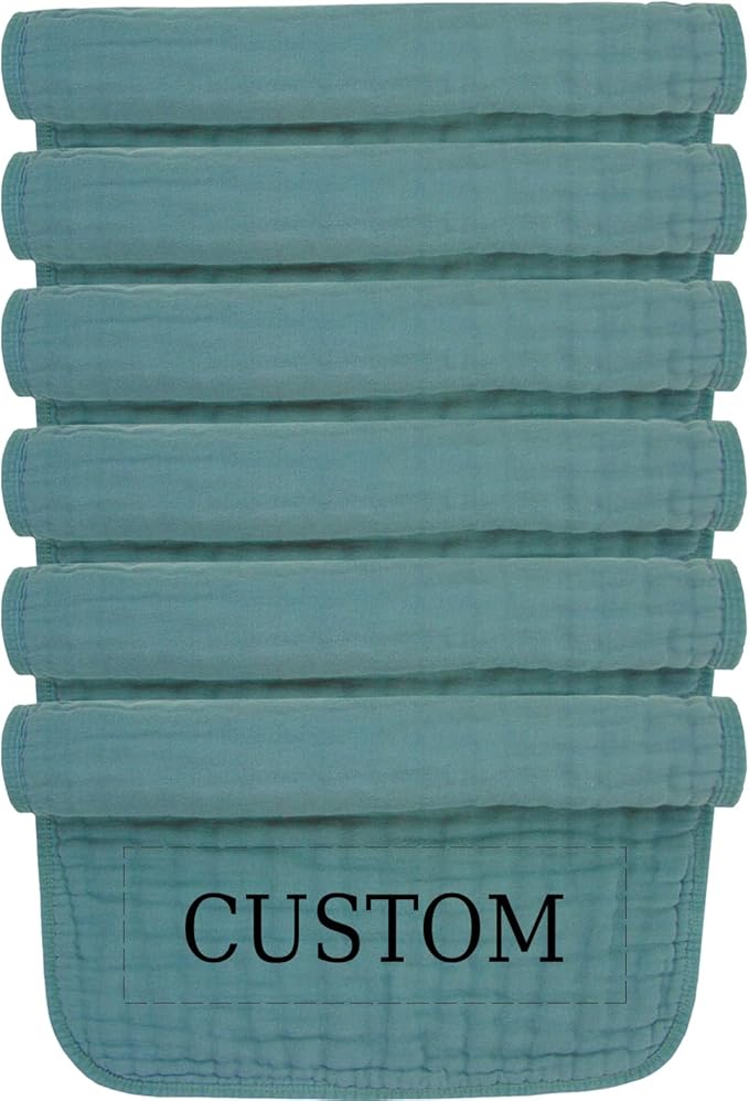 Personalized Muslin Burp Cloth with Embroidered Name For Baby Boy & Girl 6-Layer 100% Cotton Burping Cloths for Babies, Soft & Plush Newborn Spit Up Rags, Infant Towels for Milk Spit Up (Neptune)