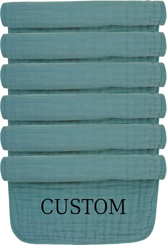 Personalized Muslin Burp Cloth with Embroidered Name For Baby Boy & Girl 6-Layer 100% Cotton Burping Cloths for Babies, Soft & Plush Newborn Spit Up Rags, Infant Towels for Milk Spit Up (Neptune)