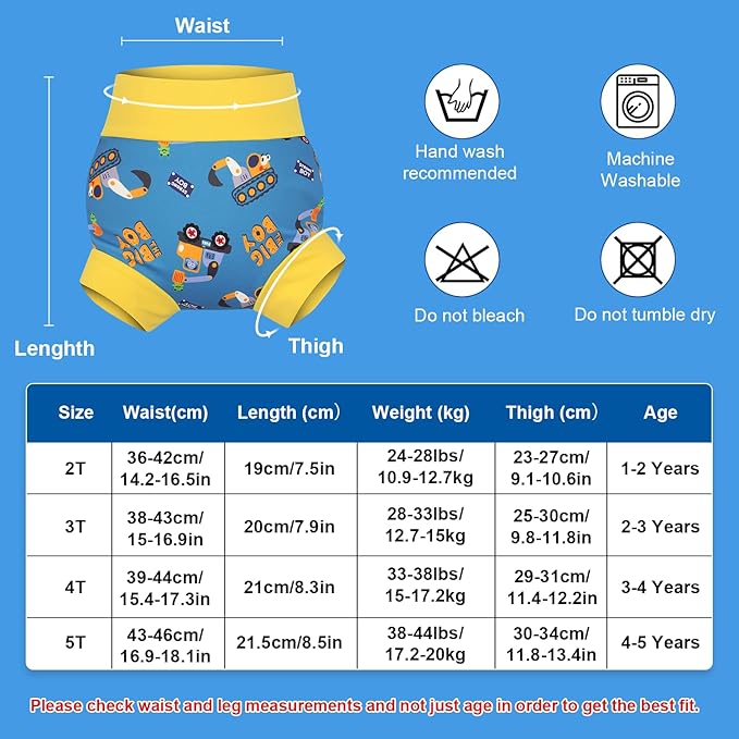 MOEMOE Baby Reusable Swim Diapers 3Pcs Comfortable Waterproof Baby Swim Diapers for Boys Swim Lesson 4T