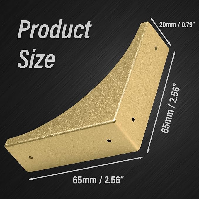 BokWin Gold Box Corner Protector Metal,4 Pcs 2.56 Inch Decorative Corner Brackets with Screws,Edge Guard for Box Furniture Table Shelf Cabinet