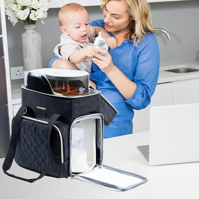 SFYBYHEART Carrying Case Compatible with Baby Brezza Formula Pro Advanced Formula Dispenser Machine Carrying Bag - Baby Formula Mixer Travel Bag with Pockets for Baby Essential, Pumps, Baby Bottles