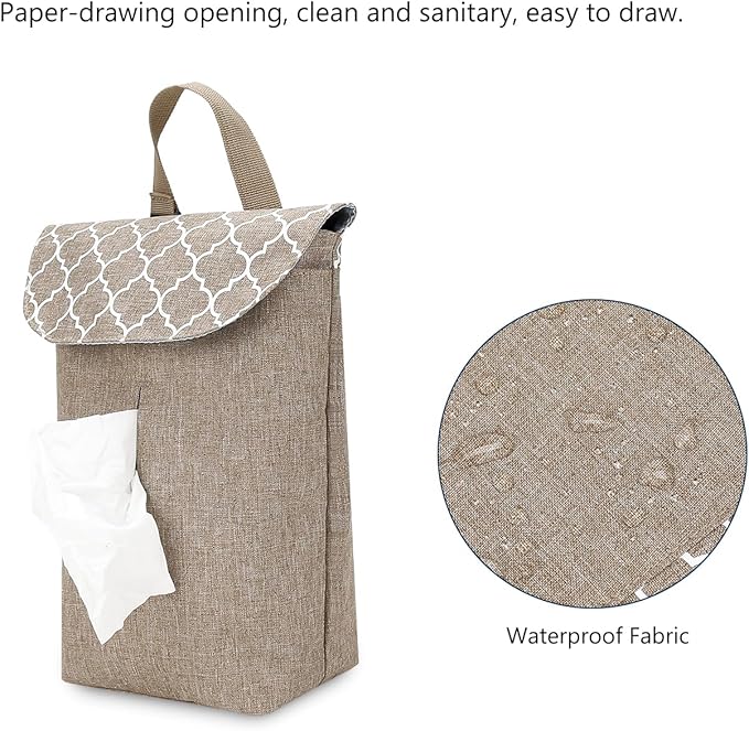MOMIGO Wet Dry Bags for Baby Wipes Diapers - Reusable, Washable for Stroller, Diapers, Toiletries with Wipes and Diapers Drawing Opening (Brown)