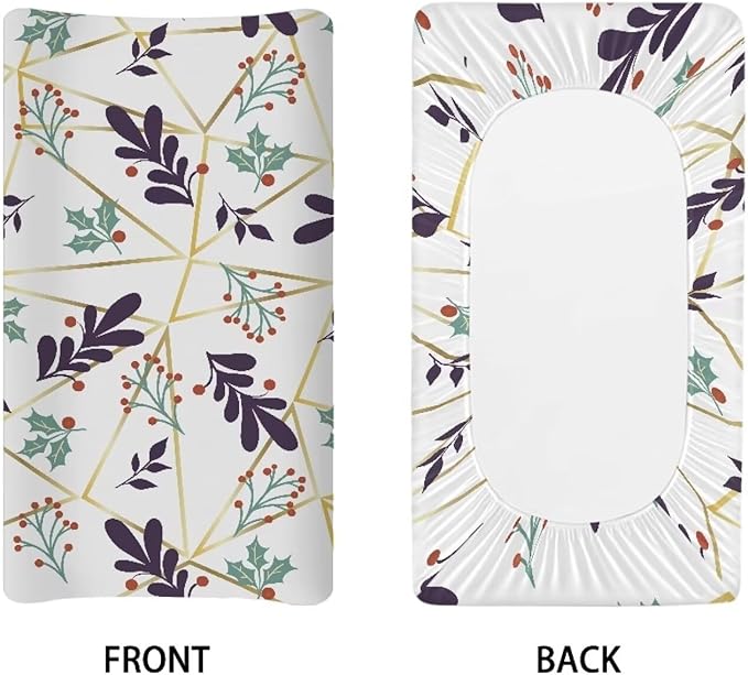 Leaves Changing Pad Cover Waterproof Universal Tray Table Mat for Boys Girls Breathable Soft Table Sheets Durable Nursery Pad Change Cover