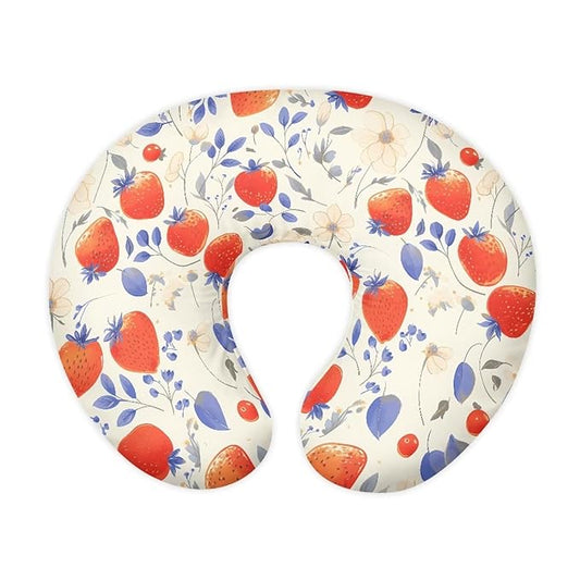 Stretchy Watercolor Strawberry Nursing Pillow Covers Soft and Comfortable Fits On Standard Infant Wildflower Leaves Nursing Pillows for Baby Boy Girl