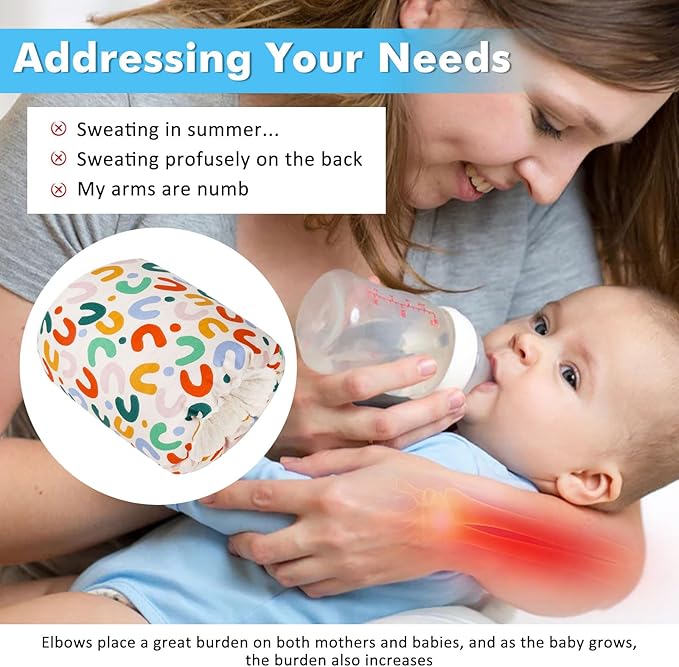Baby Feeding Arm Pillow,Nursing Arm Pillows for Breastfeeding，Soft Cotton for Newborn, More Support for Mom and Baby,Portable and Washable,Ergonomic Nursing Essentials（Rainbow）