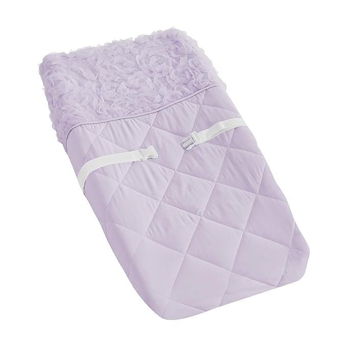 Sweet Jojo Designs Purple Floral Rose Girl Baby Nursery Changing Pad Cover - Solid Light Lavender Flower Luxurious Elegant Princess Vintage Boho Shabby Chic Luxury Glam High End Roses