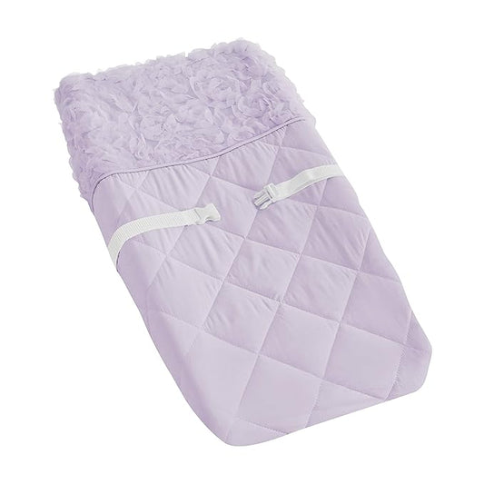 Sweet Jojo Designs Purple Floral Rose Girl Baby Nursery Changing Pad Cover - Solid Light Lavender Flower Luxurious Elegant Princess Vintage Boho Shabby Chic Luxury Glam High End Roses