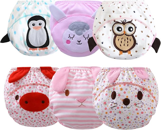 Cotton Reusable Baby Training Pants Unisex Potty Toddler Underpants Kids Waterproof Breathable Underwear 6-Pack