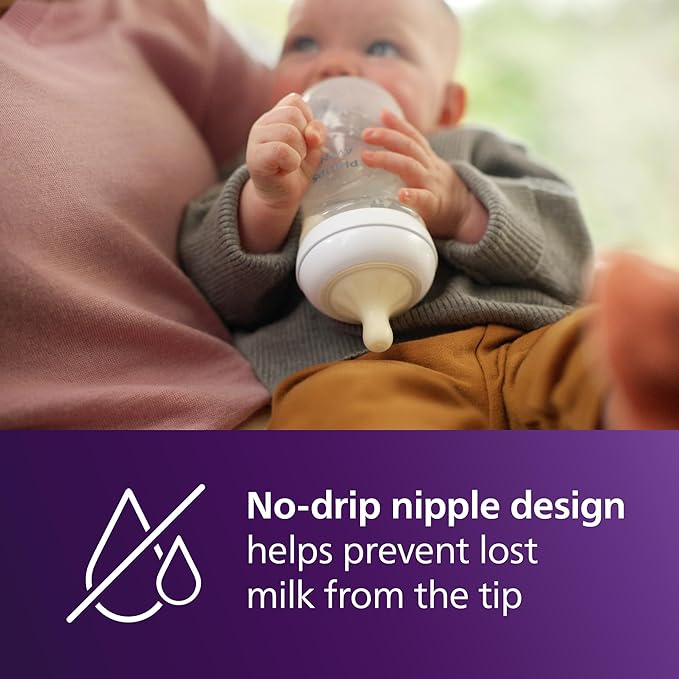 Philips Avent Natural Baby Bottles with Natural Response Nipples (Fast Flow, Flow 4), 11oz, 2-Pack, SCY906/02