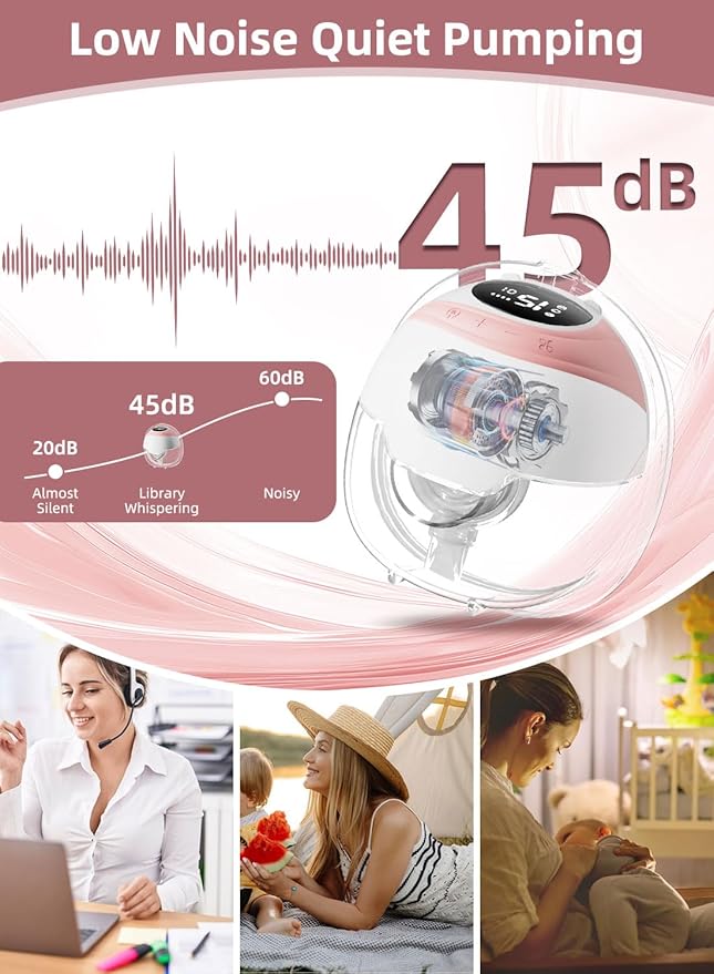 Hands-Free Wearable Electric Breast Pump, 3 Modes &15 Levels,320mmHg Strong Suction,Double-Sealed Leak-Proof Flange for Baby-Like Comfort,18/20/22/24mm Adjustable Flange, Pink 2-Pack Breast Pump Set