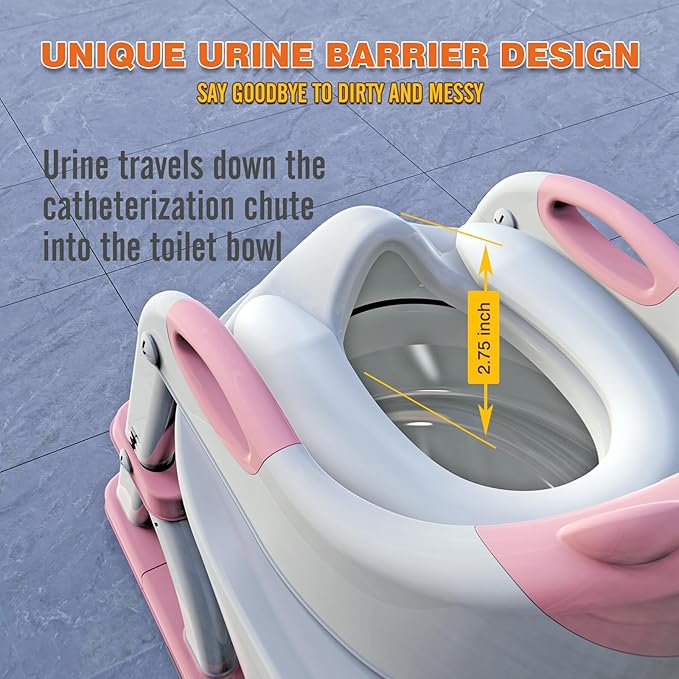 Potty Training Seat with Step Stool Ladder, Toddler Toilet Seat for Boys Girls, Adjustable 6 Heights Fits Round & Elongated Toilets, Anti-Slip Pads & Leak-Proof Guard