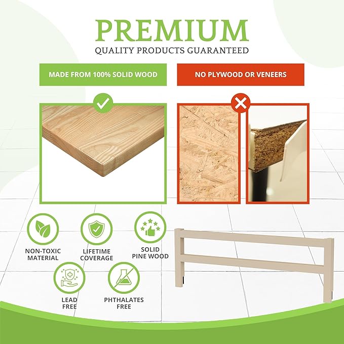 Safety Guard Rail for Baby, Kids, and Children - Solid Wood Safety Bed Rail for Toddlers - Easy Installation - Premium Protection for Bunk, Twin, Full, Queen and King Size Beds - (Heritage Fog)