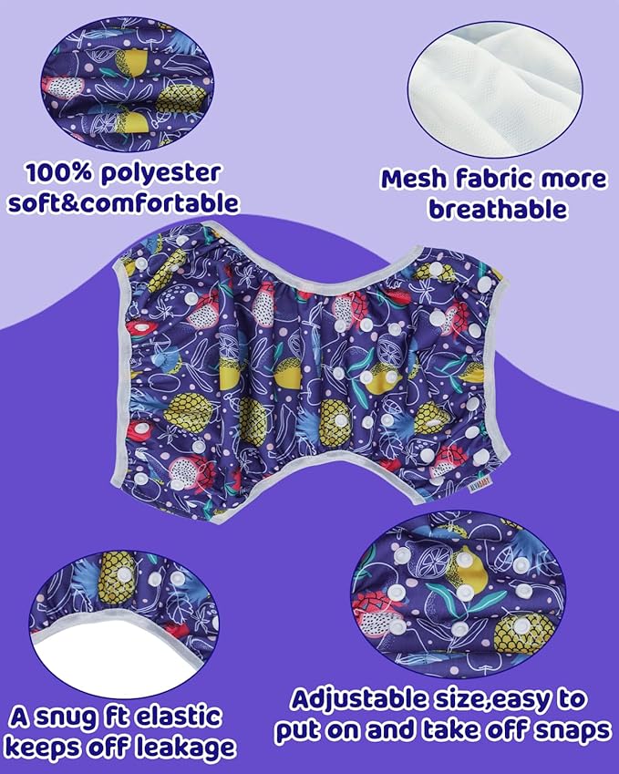 ALVABABY Large Cloth Swim Diaper 3pcs Baby/Toddler/Infant Snap Reusable Adjustable Swimming Diaper Baby Boy and Girl 3ZSWY64A