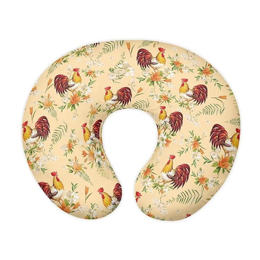 Retro Rooster Floral Baby Nursing Pillow Cover Slipcover Washable Soft & Gentle on Baby Skin Breastfeeding Feeding Support Pillow Case for Home Car Sofa Decorations