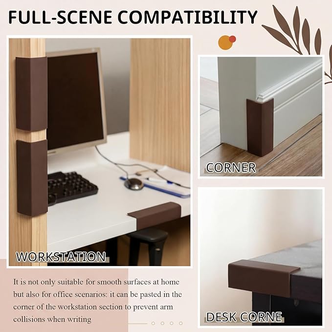 Pangda Baseboard Corners Blocks Self Adhesive Rubber Safety Corner Protectors Proofing Edge Guard Corner Cushion for Wall Furniture Edge (Brown,8 Pcs)