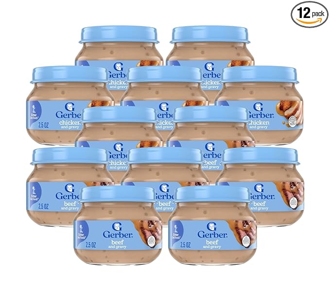 Gerber Mealtime for Baby 2nd Foods Baby Food Jar 2.5 Ounce Variety Pack 6 of each (Chicken & Beef)