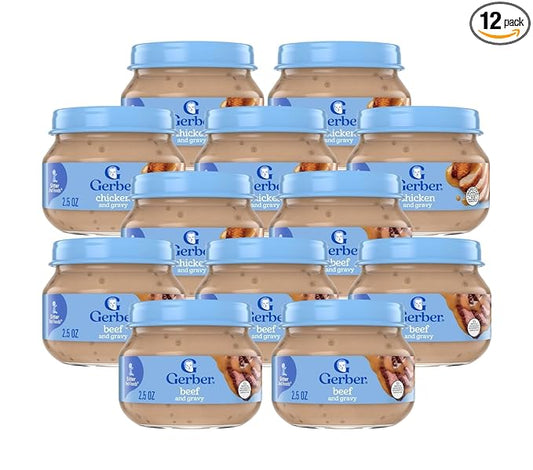 Gerber Mealtime for Baby 2nd Foods Baby Food Jar 2.5 Ounce Variety Pack 6 of each (Chicken & Beef)