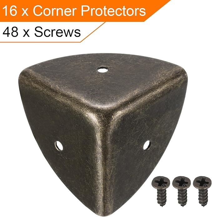 uxcell 40x40x40mm Metal Box Corner Protectors Edge Guard Bronze Tone 16pcs for Table Corners and Desk Corners