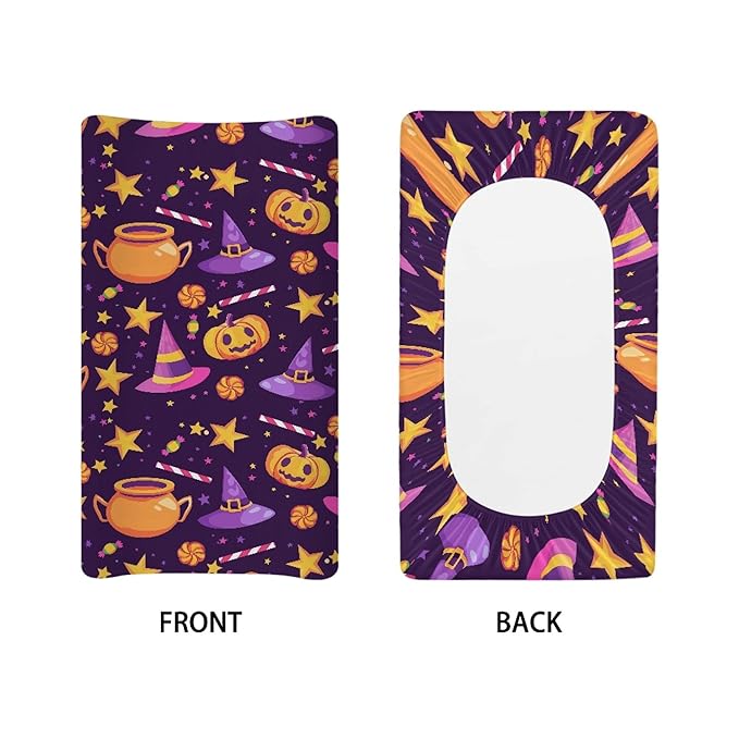 Pumpkin Wizard Hat Baby Changing Pad Cover Halloween Infant Changing Table Cover Girls Boys Diaper Table Change Mat Sheet Cover Soft Breathable