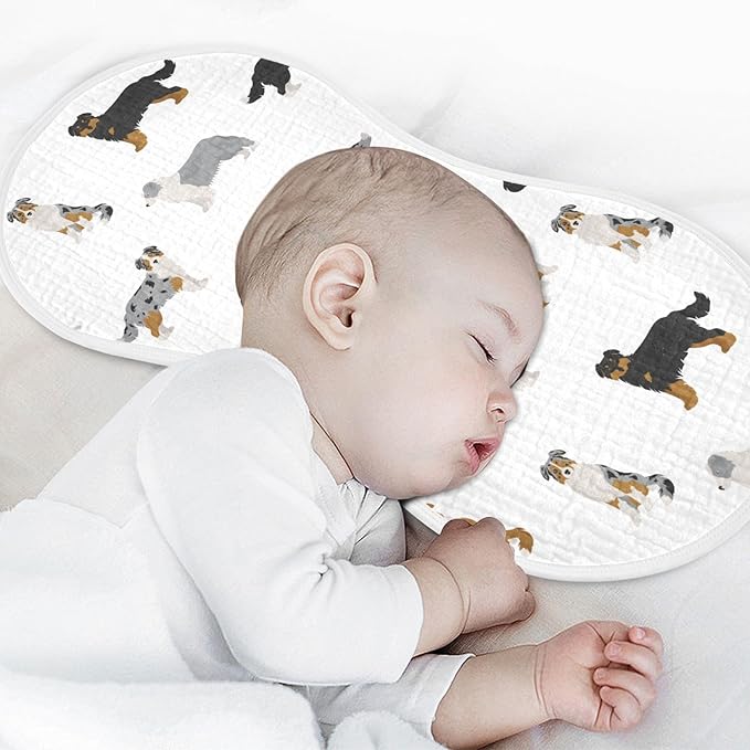 vvfelixl Baby Burp Cloths Australian Shepherd Dog White Baby Newborn Cotton Burping Cloths Set Baby Washcloths 4 Pack