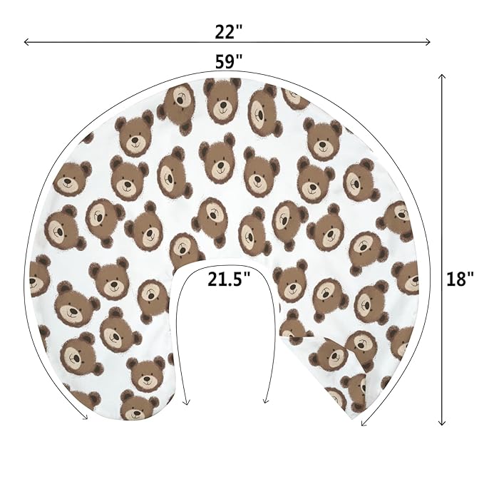 Neutral Boho Bears Baby Nursing Pillow Covers for Boy Girl Cute Brown Bear Nursing Pillow Slipcovers for Breastfeeding Pillows Watercolor Bears Soft Stretchy Slipcover for Newborn Infant