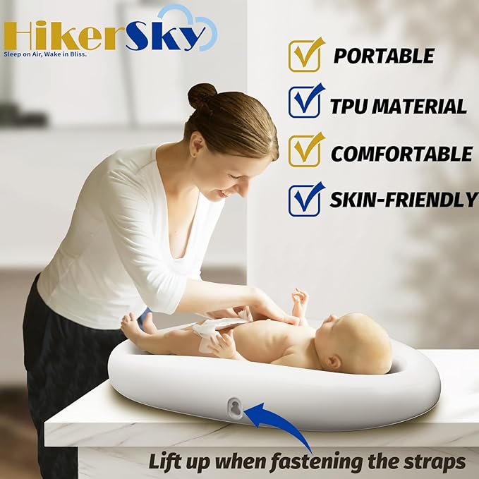 Portable Inflatable Baby Changing Pad, Waterproof & Wipeable Skin-Friendly, Include Storage Bag Easy to Carry,Travel,Suitable for a Variety of Scenarios, TPU Baby Available Material, White