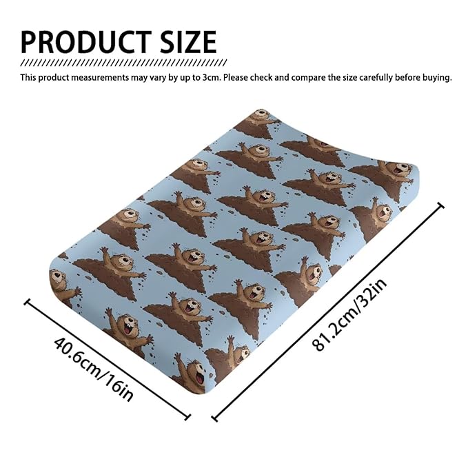 Marmot Cute Changing Pad Cover for Baby Girls Boys Change Table Covers Diaper Changing Mat Sheets Cover Soft Breathable Blue