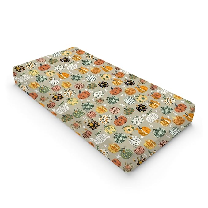 Vintage Fall Pumpkins Floral Baby Changing Pad Covers Autumn Harvest Diaper Changing Table Sheets for Boy Girl Thanksgiving Soft Breathable Stretch Baby Change Pad Table Mats 32''x16''