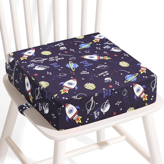 Booster Seat for Kitchen Chair - Strong Support Toddler Booster Seat for Dining Table, Portable Booster Chair with Adjustable Elasticity Straps for Toddlers Eating Travel Home