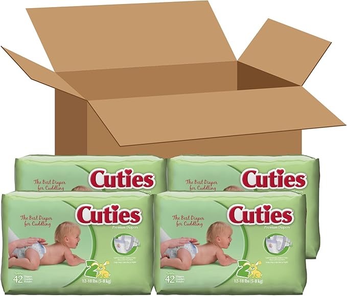 Cuties Baby Diapers, Size 2, 168 Count