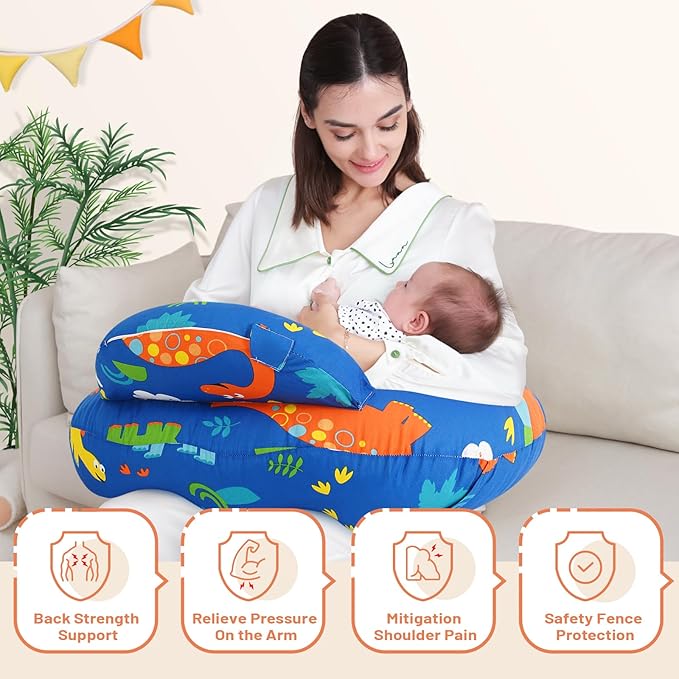 AMASKY Nursing Pillow for Breastfeeding and Bottle Feeding, Ergonomic Support for Mom and Baby, Removable Washable Cover(Navy Blue), Pallet of Product
