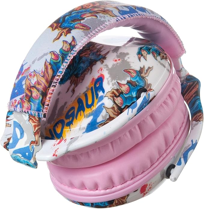 Kids Hearing Protection,25dB NRR Noise Reduction,Sound Proof for Kids,Toddler,Safety Earmuffs for Concert,Airplane,Autism,Monster Jam,Travel,School- Pink Dinosaur