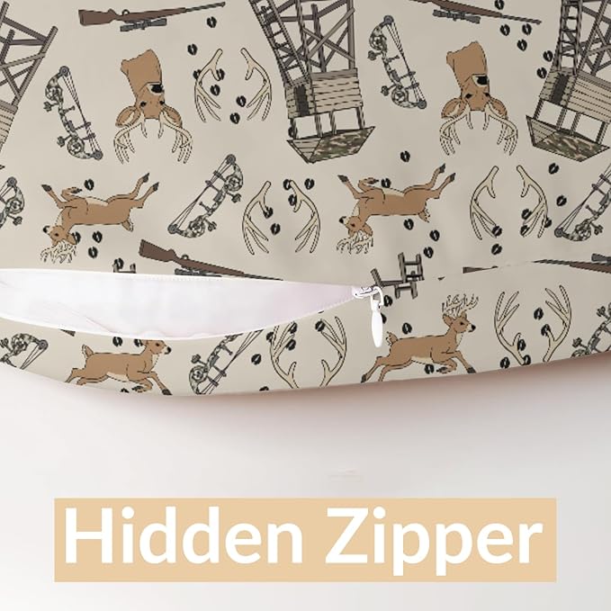 Deer Hunting Nursing Pillow Covers Hunter Tree Stand Removable Breastfeeding Slipcover Wild Animals Hunter Nursing Pillow Case for Newborn Boys Girls