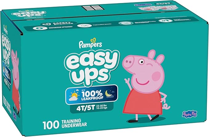 Pampers Training Pants - Easy Ups Girls & Boys - Size 4T-5T, 100 Count, Peppa Pig Potty Underwear (Packaging May Vary)