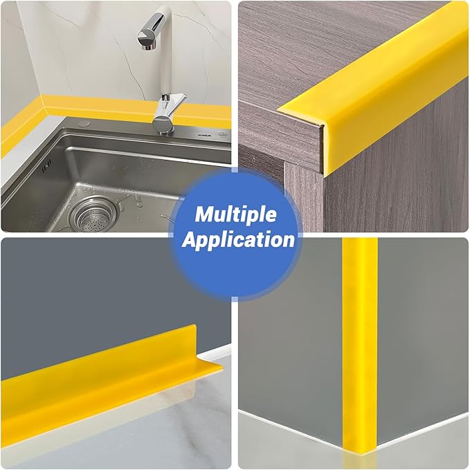 Wall Corner Protector, Peel and Stick Wall Corner Trim, Flexible Rubber Molding Wall Corner Guard, L Shaped Self Adhesive Edge Protector Moulding Trim for Wall Edge Ceiling, Yellow, 3/4in,10Ft
