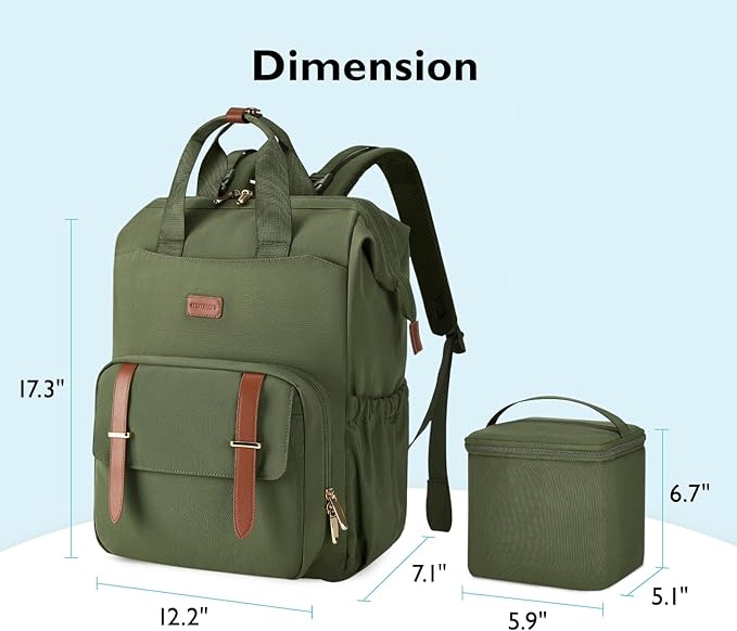 mommore Breast Pump Backpack for Spectra S1,S2 Medela Large Diaper Backpack for Working Moms with 15.6 inch Laptop Sleeve, Green