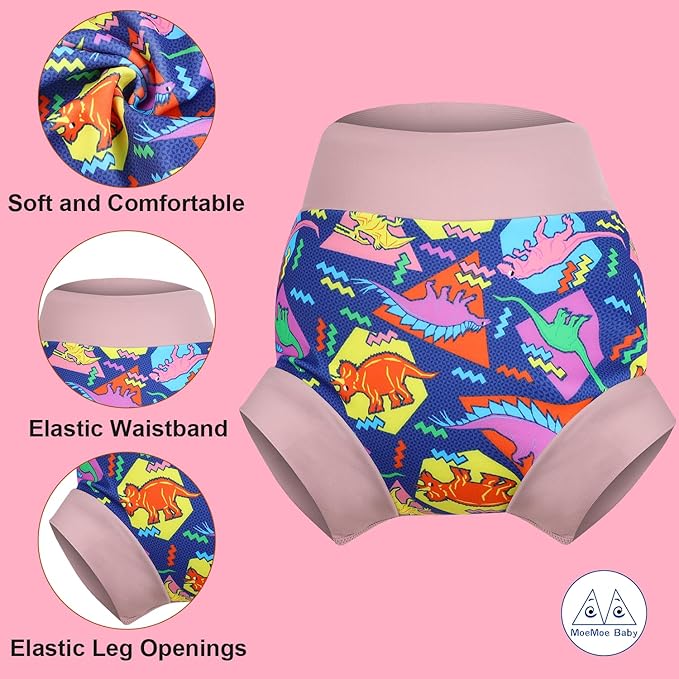 MOEMOE Baby Reusable Swim Diaper 3Pcs Waterproof Swim Pants Baby Swim Diaper for Boys and Girls Swimming Lesson 2-5T