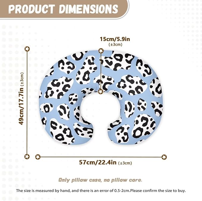 Blue Cow Print Feeding Pillow Covers Washable & Breathable Nursing Pillow Slipcovers Breastfeeding Newborn Feeding Cushion Cover Practical Gift, Best Choice for Mom Cover Only