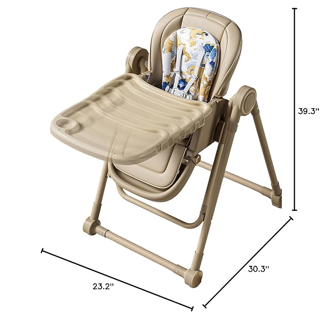 Multi Functional All in 1 Baby High Chair Swings for Infants Foldable Rocking 8 Level Height Adjustment Eco Friendly Washable PU Cushion Ultimate Baby Feeding Chair (Gray)