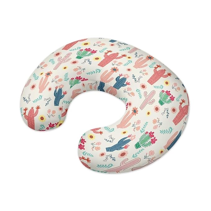 Jeiento Cactus Flowers Nursing Pillow Cover Comfortable Breastfeeding Pillow Case for Newborn, Soft Breastfeeding Pillow Slipcover, Stretchy Feeding Cover