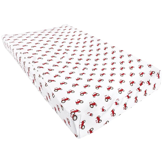 Hudson Baby Unisex Baby Cotton Changing Pad Cover, Tractor and Cow, One Size