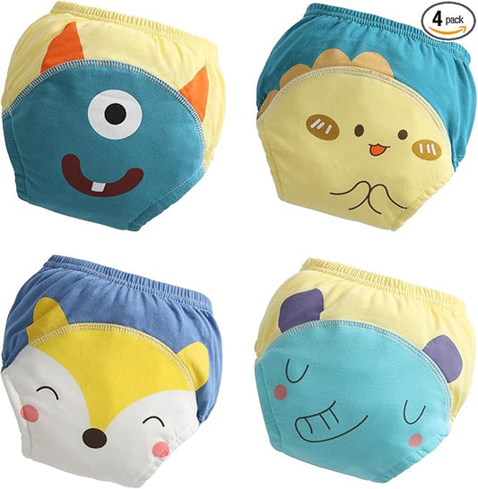 Potty Training Underwear for Boys 4T, Soft Cotton Reusable Potty Training Pants for Toddlers 4 Pack,Toilet Training Pants for Boy