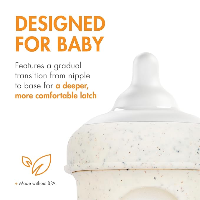 Boon Nursh Curve Silicone Baby Bottle Nipples - Platinum Food-Safe Silicone Bottle Nipples - Slow Flow Nipples for Baby Bottles - Baby Bottle-Feeding Supplies - 3 Count (Pack of 2)