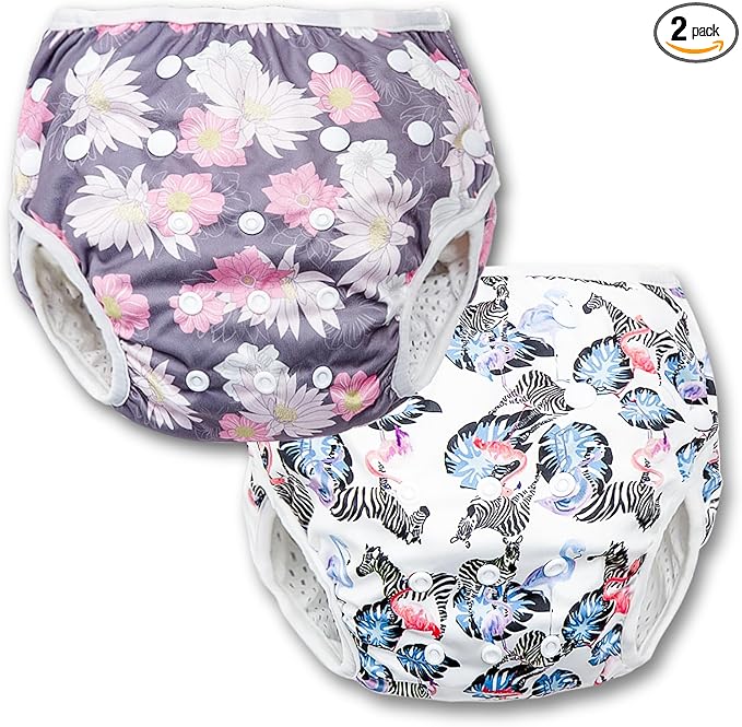 Joyo roy Baby Swim Diapers 2pcs One Size Adjustable Reusable Swimming Diapers Breathable Infant Swim Diaper Waterproof Diaper for Baby Girl Washable Reusable Swim Diapers 4t for Swimming Lessons