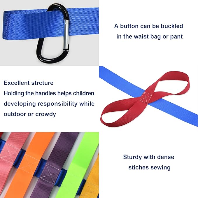 Children Safety Walking Rope with 12 Colorful Handles for Daycare Rope for Preschool Daycare Kindergarten School Kids (12 Children and 2 Adults)
