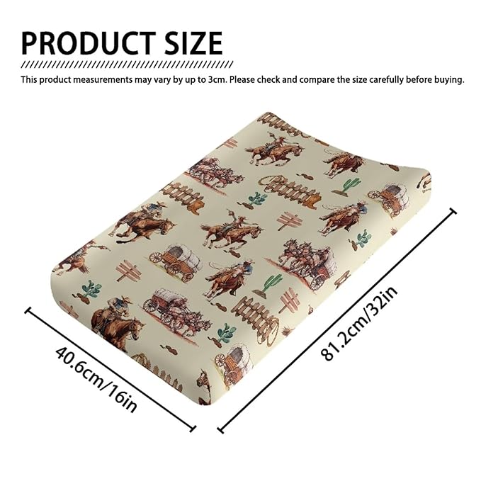 ZDCUSTOM Western Cowboy Diaper Changing Pad Covers Baby Changing Pad Covers Stretchy Changing Pad Covers Fits Standard Contoured Changing Pads
