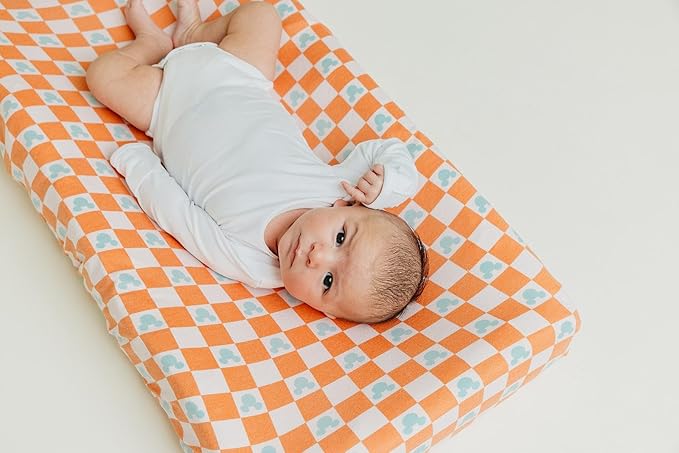 Copper Pearl Premium Knit Diaper Changing Pad Cover 'Mickey Mouse Check'