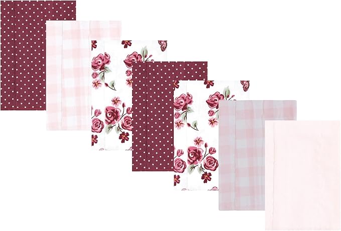 Luvable Friends Hudson Baby Flannel Burp Cloths 7pk, Rose Garden