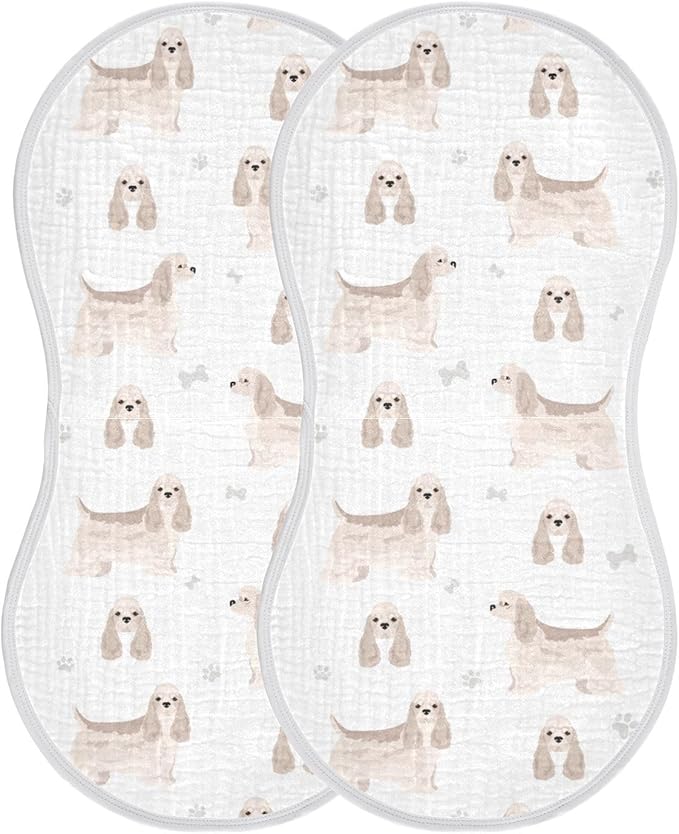 vvfelixl Muslin Burp Cloths American Cocker Spaniel Baby Washcloths for Baby Girl Boys 2 Pack