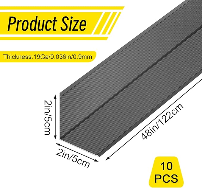 10PCS Black Aluminium Wall Corner Protector Guard 2x2x48” Corner Trim Molding L Metal Edge Protectors for Walls Corner Guards